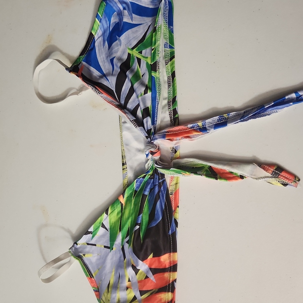 Vibrant Multicolor Tie-Front Bikini Top
